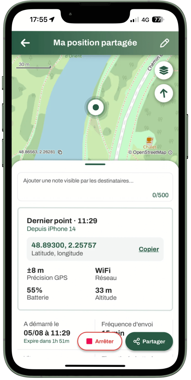 Aperçu : Partage de position