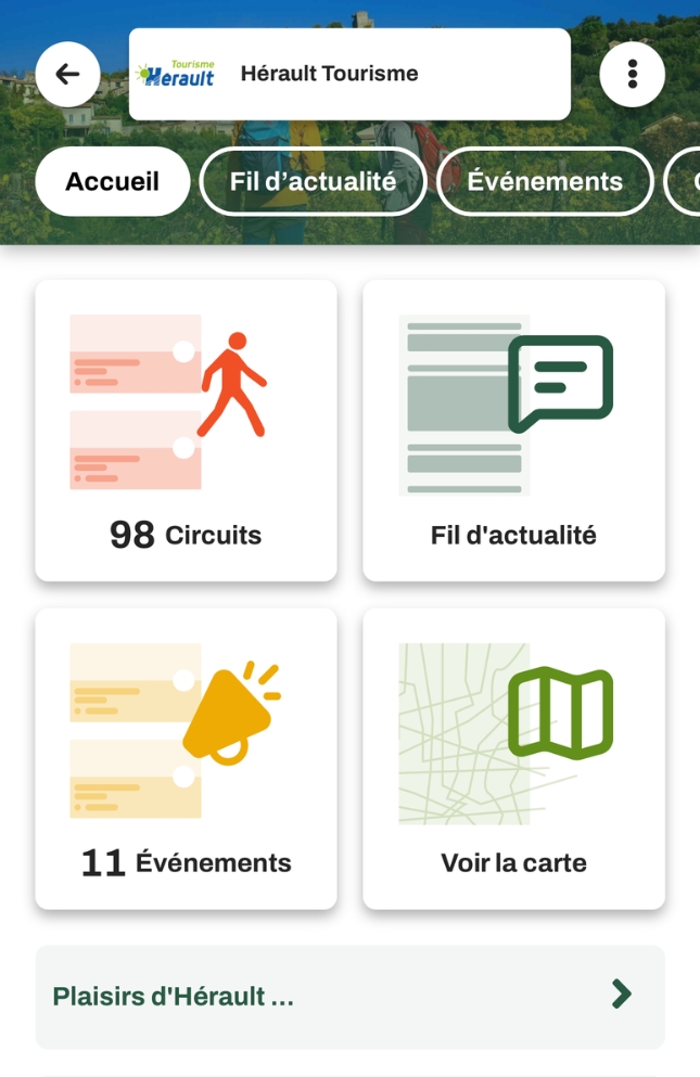 Aperçu de la Tribu Partenaire Hérault Tourisme dans l'application MaRando